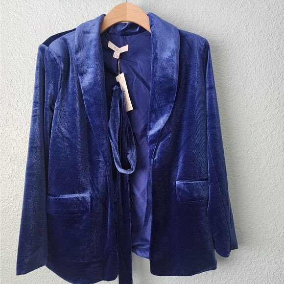 C BY ONE Velvet open front blazer jacket preppy Academia - Picture 3 of 12